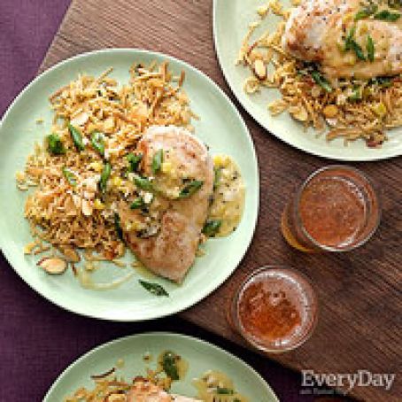 Spring Onion Chicken & Rice Pilaf with Almonds