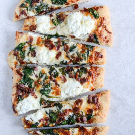 White Pizza with Spinach and Bacon