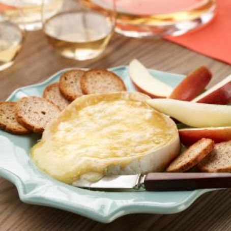 Warm Brie with Fuji Apple, Pear and Melba Toasts