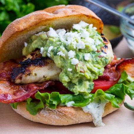 Tequila Lime Grilled Chicken Club Sandwich with Guacamole & Roasted Jalapeno Mayo