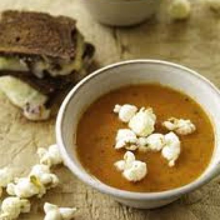 Smoky Tomato Soup with Grilled Cheese and Veggie Bacon Sammies