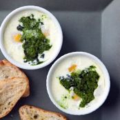SHIRRED EGGS w/PESTO