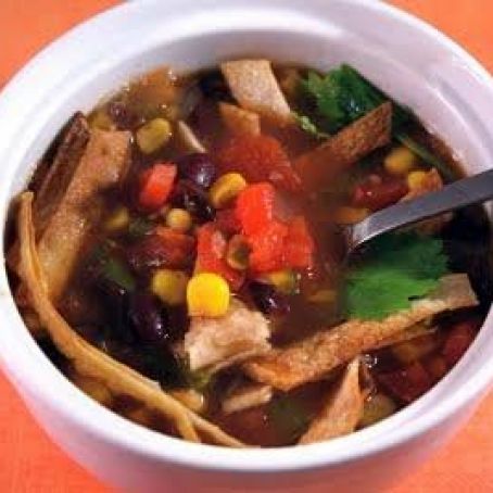 Black Bean and Sweet Corn Soup with Cilantro and Lime