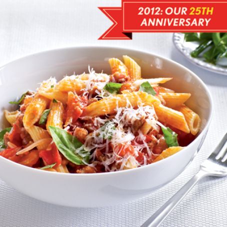 Fresh Tomato, Sausage, and Pecorino Pasta- Cooking Light