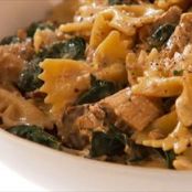 Penne with tofu, porcini mushroom and swiss chard