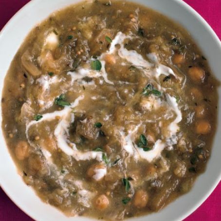 Roasted Eggplant and Chickpea Soup