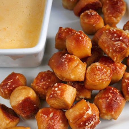 Soft Pretzel Bites with Cheese Sauce