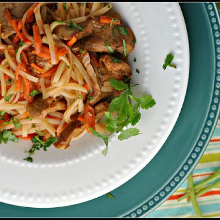 Hoisin Pork with Rice Noodles [Overnight Marinade]