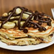Nutella-Filled Chocolate Chip Banana Pancakes