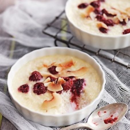 Coconut Rice Puddings with Raspberries