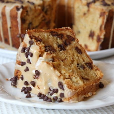 Chocolate Chip Peanut Butter Pound Cake with Glaze