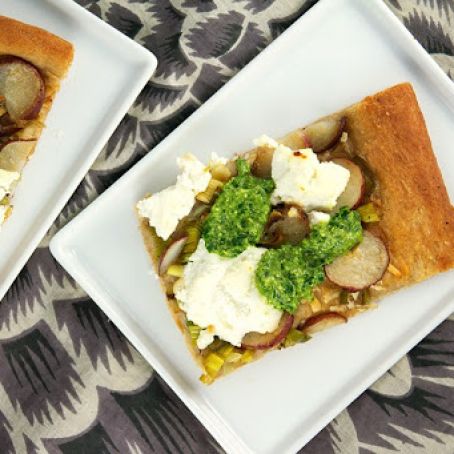 Potato, Leek, and Sorrel Pesto Pizza