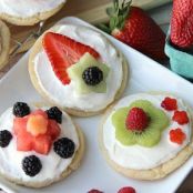 Mini Fruit Pizzas with Stacked Fruit Flowers