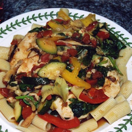 Chicken Provencal with Raspberries, Mandarin Oranges and Blueberries