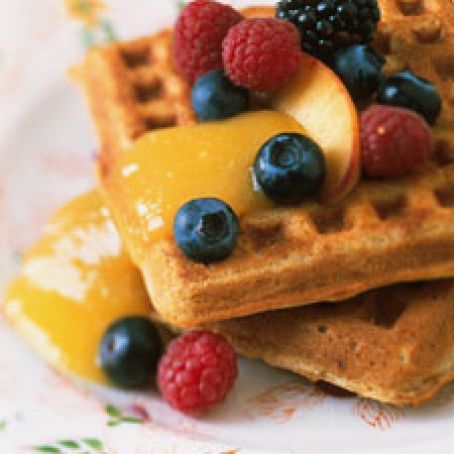 Oat and Whole-Wheat Waffles with Mango Sauce