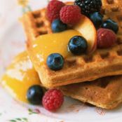 Oat and Whole-Wheat Waffles with Mango Sauce