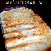 CHICKEN ENCHILADAS WITH SOUR CREAM WHITE SAUCE