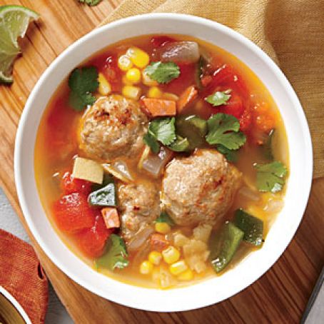 Tortilla Soup with Chorizo & Turkey Meatballs