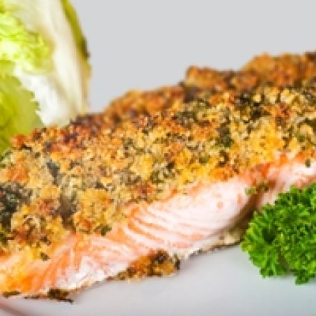 Pistachio-Dusted Salmon with Avocado and Black Olive Oil