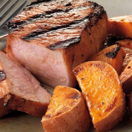 Molasses-Ginger Pork Chops with Sweet PotatoesRecipe