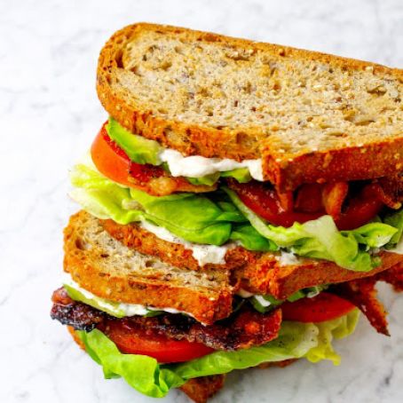 BLTS WITH GARLIC BACON, AVOCADO, & LEMON MAYO