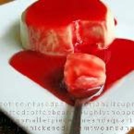 Coffee Infused Panna Cotta with Raspberry Puree