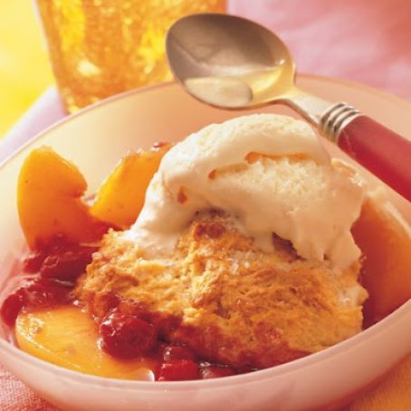 Bisquick Peach and Raspberry Cobbler