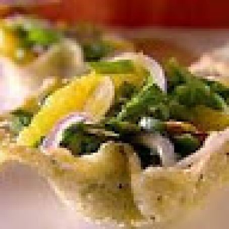 Spinach Salad in a Parmesan Frico Cup
