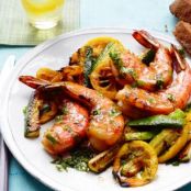 SHRIMP WITH CHARRED LEMON AND ZUCCHINI