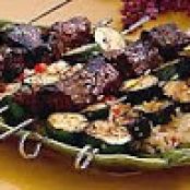Grilled Asian Beef Kebabs over Rice