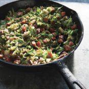Sauteed Shredded Brussels Sprouts with Ham and Toasted Pecans