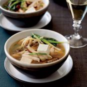 Chicken Hot Pot with Mushrooms and Tofu