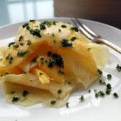 Pineapple and mango carpaccio with lime and mint sugar