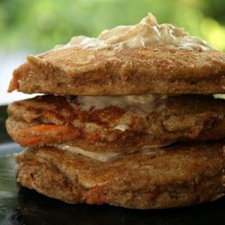 Carrot Cake Pancakes with Maple Cream Cheese Spread