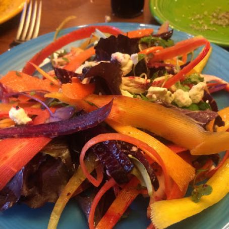 Rainbow carrot, pea shoot and chicken salad