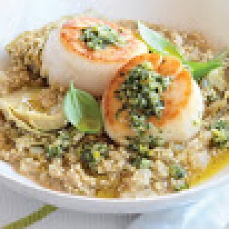 Seared Scallops with Meyer Lemon Pesto