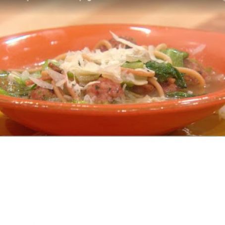 Mini Meatball Soup with Broken Spaghetti and Escarole
