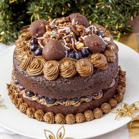 Chocolate Brownie Layered Cake with Chocolate Avocado Frosting