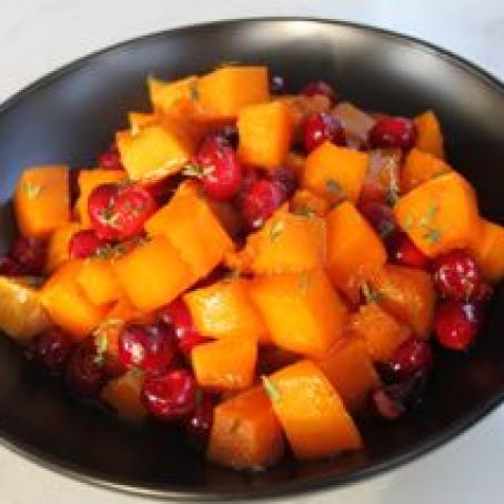 Roasted Butternut Squash with onions and cranberries