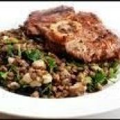 Barbecued Lamb with Lentil Salad & Lemon Yoghurt Dressing