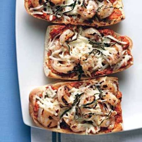 Red Pepper Pesto & Shrimp Pizzas