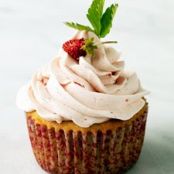 Strawberry Cupcakes with Strawberry Meringue Buttercream Frosting