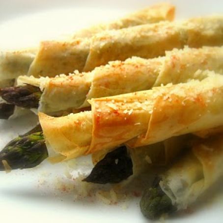 Phyllo Wrapped Asparagus with Parmesan and a Hint of Chipotle