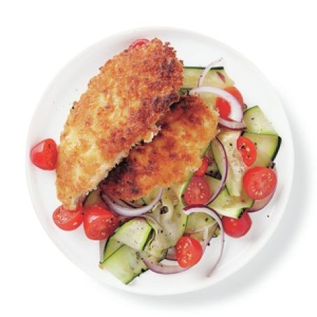 Pan-Fried Chicken Cutlets With Zucchini Salad