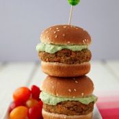 Lentil-Chickpea Burgers with Avocado Yogurt Sauce