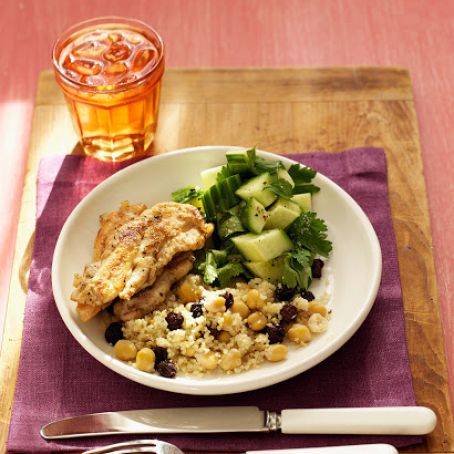 Chicken Tenders with Cucumber Salad & Chickpea Couscous