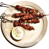 Cumin-Chile Lamb Kebabs with Garlic Yogurt