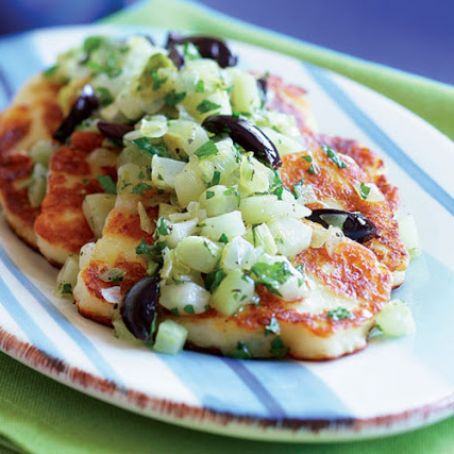 Pan-Fried Halloumi with Fennel, Olive & Mint Compote