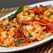 Shrimp Linguine In A Tomato & White Wine Sauce