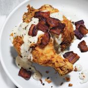 Buttermilk-Soaked, Bacon-Fried Chicken in Gravy